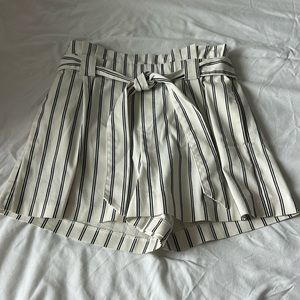 Black and white high waisted striped shorts